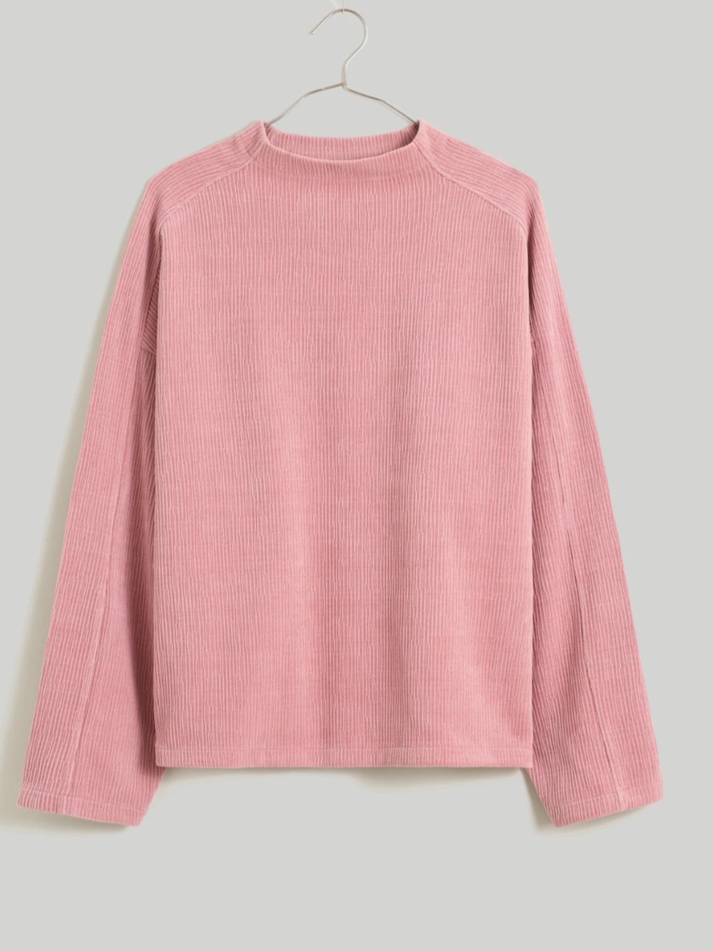 Madewell Funnelneck Rollneck Striped Jacquard Pink Ribbed soft knit sweater L